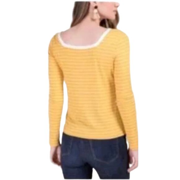 NWT Francesca's Gold and Cream Striped Ribbed Long Sleeve Shirt - SIZE XS - Picture 5 of 7